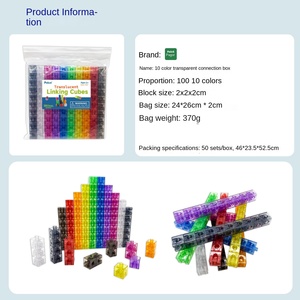 Cubes de liaison translucides - Jouet de construction pour les mathématiques précoce - Ensemble de 100 - Jouet de table lumineuse - Apprentissage primaire + préscolaire - Product Image 2