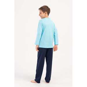 Ensemble de pyjama à col pour garçons à manches longues, tissu tricoté doux, imprimé confortable pour les tout-petits, pour le printemps et l'hiver, tailles 9/10-15/16 - Product Image 1
