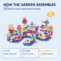 Set Blok Bangunan Ocean Flower 122 Buah Mainan Edukasi Susun DIY Set Permainan Konstruksi dengan Ember