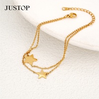 Bracelet Serpent Justop Unisexe Tendance en Acier Inoxydable, Maillons Torsadés Perlés, Plaqué Or 18K 24K PVD, Réglable, Disponible Immédiatement