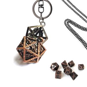 תיבת מתכת d20 קריאייטיב + 7pcs מתכת dnd קוביות שרשרת סט משחק לוח נייד מיני ערכת קיט תכשיטים אופנה צד - Product Image 4