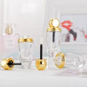 Bán sỉ nắp vàng dưỡng-Nhựa Ống 10Ml Dễ Thương Capsule Shape Lip Gloss Ống Với Nắp Vàng Nhãn Hiệu Riêng In Ấn Lip Balm Container