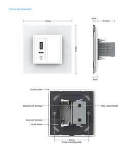 Enchufe USB <span class=keywords><strong>LIVOLO</strong></span> UK de 20W 1A1C con Carga Rápida, Modular, Apto para Caja Trasera Tipo 86, para HK, Malasia, Singapur, Catar, Hoteles y Villas - Product Image 6