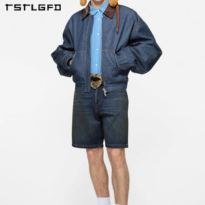 OEM giacca da camionista alla moda in pelle con colletto oversize corta in <span class=keywords><strong>Denim</strong></span> capospalla da uomo in cotone 100% - Product Image 2