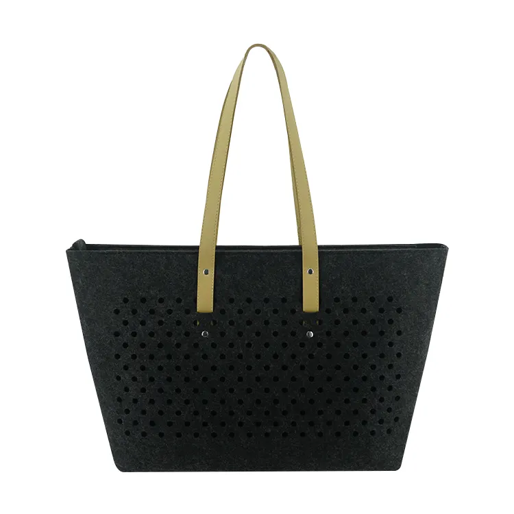 Low MOQ Fashion Large Felt Design Lady Handbag Tote Bag para compras ou pendulares