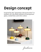 Lampe de table rechargeable Lemiled en métal et verre, sans fil, avec options multicolores pour hôtel de luxe, restaurant, chambre à coucher
