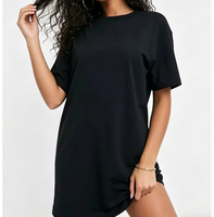 Robe longue décontractée d'été pour femme, style streetwear, en Spandex/Coton, à manches courtes, coupe régulière, respirante, oversize, avec logo personnalisé