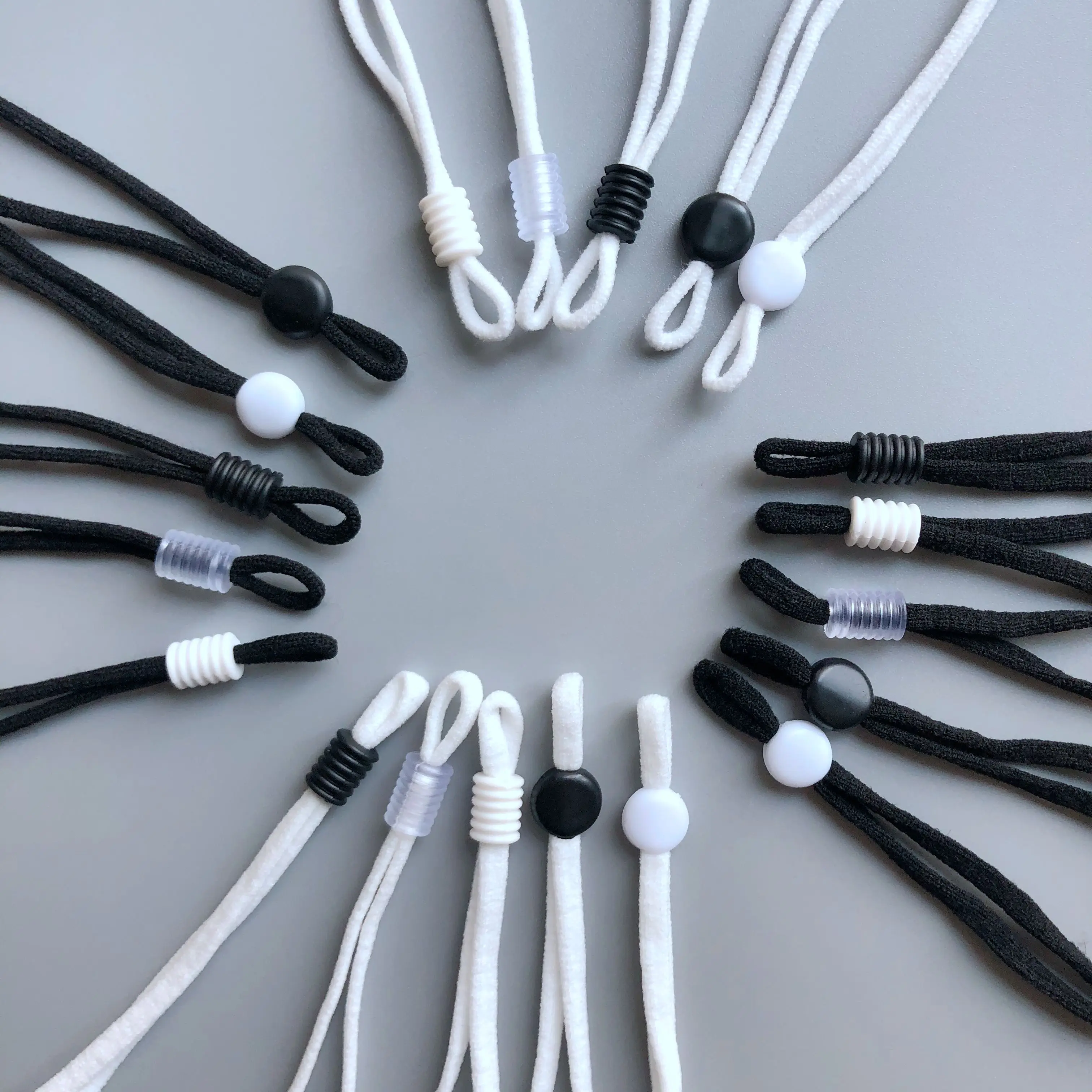 Спиральная плоская белая силиконовая резиновая пробка для регулировки ушной петли для масок