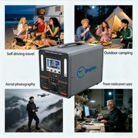 Batterie LiFePO4 au lithium-ion AC 600W 1200W, pack de batteries, MPPT, onde sinusoïdale pure, alimentation de secours en extérieur, station d'alimentation solaire portable