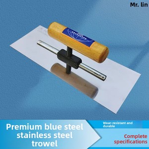 Spatola in Acciaio Inossidabile Blu con Manico in Plastica/Legno, Lama Allungata, Design Senza Chiodi Oilman - Product Image 1