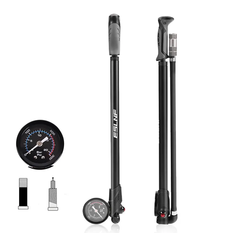 New arrived mtb cycling portable 300psi air pump aluminum alloy bicycle front fork pump with pressure gauge