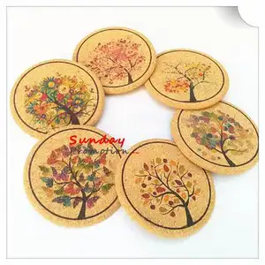 Wholesale Laminated Round Coffee Sublimation Blanks Coasters For Drink Cup Mat Custom Cork Coaster Cork Mat