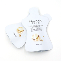 Emballage personnalisable résistant aux déchirures et à l'humidité, forme irrégulière, pour boisson orale au collagène, sachet scellé sur trois côtés