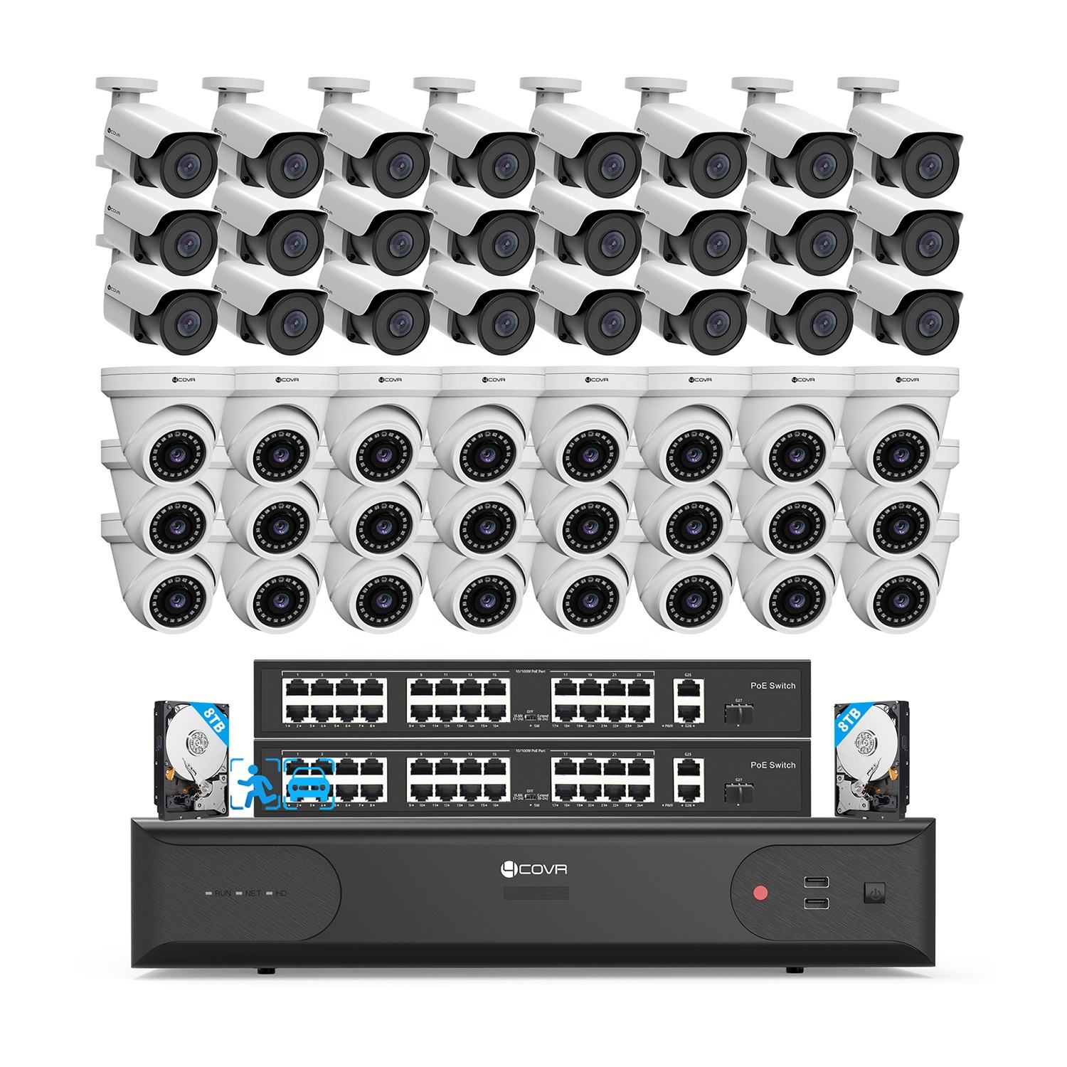 64CH PoE 8MP Commercial IP Camera System 4K 64 Channel Security