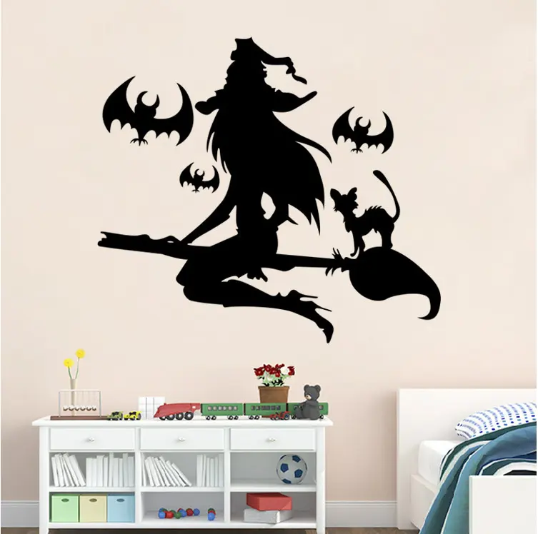 Hot selling best price wholesale custom happy halloween waterproof printed large vinyl decorative wall sticker