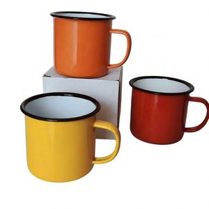 350ml Custom Camping Large 350ml 12oz Vintage Sublimation Coffee Stainless Steel Rim Stackable Water <b>Cup</b> <b>Enamel</b> Mug - Product Image 4
