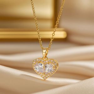 Collar De Acero Inoxidable Elegant Hollow Heart <b>Titanium</b> Steel Necklace for Women Girls Stainless Steel Collarbone <b>Chain</b> Jewelry - Product Image 2
