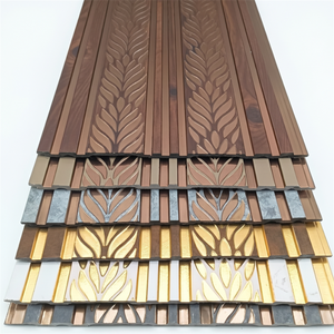 Vente flash : panneau mural 3D en PS rainuré, imperméable, en <span class=keywords><strong>polystyrène</strong></span>, lambris <span class=keywords><strong>à</strong></span> lattes, revêtement en bois texturé, panneau décoratif pour l'intérieur des cafétérias - Product Image 6