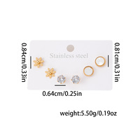 Boucles d'oreilles clous Beiver pour femmes, tendance mode européenne et américaine, design géométrique chiffres romains et diamants, en acier inoxydable plaqué or