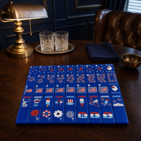 Expédition sous 7 jours – Nouveau jeu de tuiles de mahjong américaines en acrylique bleu patriotique gravé, idéal pour les cadeaux et le divertissement en casino