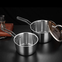 Marmite à soupe et faitout à double compartiment en acier inoxydable 304 compatible induction avec deux poignées et couvercle en verre style chinois