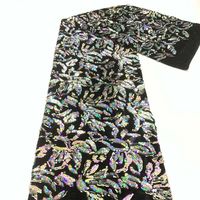 Tissu de dentelle haut de gamme pour robe, brodé de perles tubulaires et de paillettes exquises, à effet tridimensionnel, pour l'industrie de la broderie