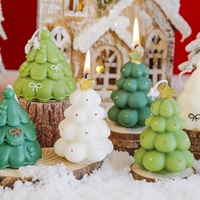 Bougie artisanale cylindrique en cire de soja mélangée, peinte à la main, parfumée, pour décoration de sapin de Noël, cadeau