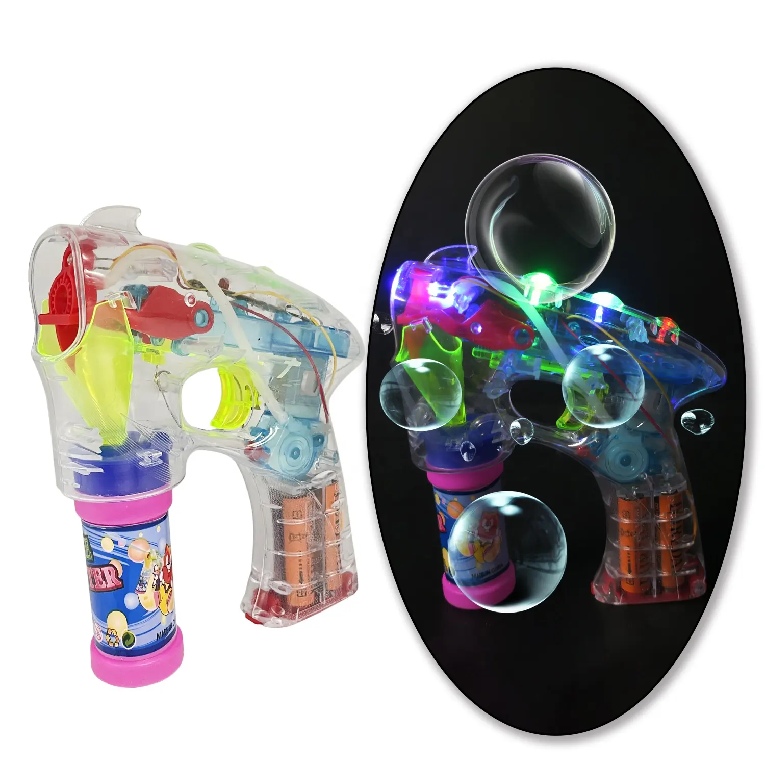 Light Up Bubble Toys 4 LED Bubble Gun Transparente Space Bubble Gun für Kinder Outdoor-Sportspiel zeug für Kinder