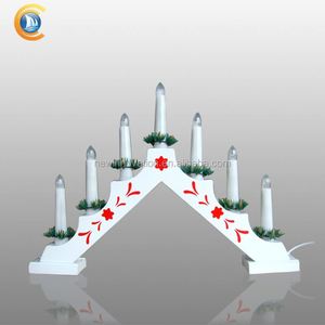 Hot Sale Item Christmas Decoration 7L Warm White LED Wooden Candle Bridge <b>Light</b> with Cable and <b>Plug</b> - Product Image 2