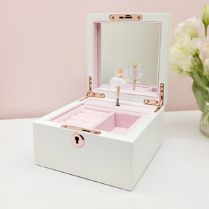Boîte à bijoux en bois de luxe, blanche brillante, avec ballerine dansante et cadran musical, pour femmes et filles, cadeaux de Noël - Product Image 3