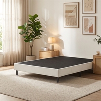 Cadre de lit double moderne et minimaliste en tissu avec sommier à lattes, base en métal et bois, tailles Queen et King, pour chambre à coucher et dortoir, Jiangpai Durable
