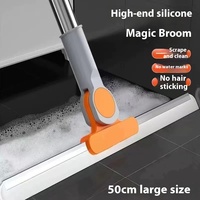 Balai à franges avec manche en plastique et acier Balai à eau Grattoir Outil de nettoyage de salle de bain pour sols et murs Utilisation en cuisine