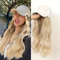 Perruque Casquette de Baseball Synthétique pour Femmes, Cheveux Ondulés Raides Brun Noir Doré, Réglable, Sans Colle, Qualité Supérieure