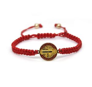 Cordón Rojo de San Benito para Pulsera para Hombre, Medalla de San Benito con Cruz de Aleación para Aniversario, Estilo Mexicano - Product Image 6
