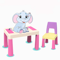 Ensemble de bureau et de chaise pour enfants en plastique sans produits toxiques avec table de jeu et blocs de construction pour l'école et la salle à manger