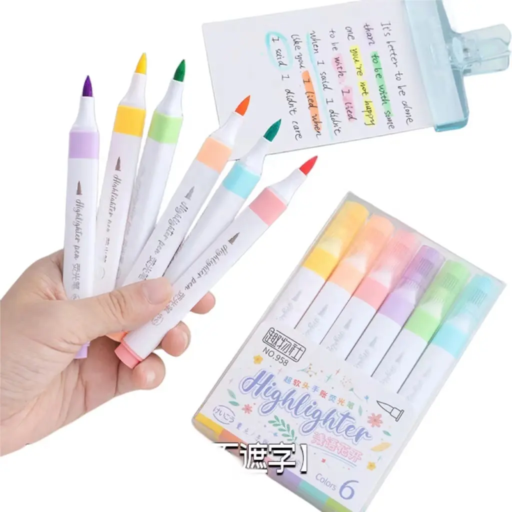 Cute stationary set Highlighter marker pen drawing small quantity accept custom fluorescent pen colored stationery set