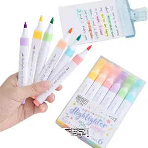 Nettes stationäres Set Text marker Markierung stift zeichnung kleine Menge akzeptieren benutzer definierte fluor zierende Stift farbige Briefpapier-Set