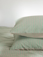 Ensemble de housse de couette 100% coton avec 2 taies d'oreiller, housse de couette rayée verte naturelle, ensemble de literie 3 pièces, décoration de chambre à coucher