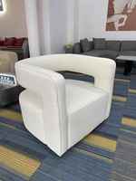 Fauteuil d'appoint pivotant de style moderne, capitonné, en tissu synthétique doux et luxueux, modulaire, grand format, pour l'extérieur, de type baril, pour le loisir