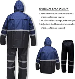 Rain Suits For Men Women Waterproof Breathable Rain Coats With Eye-Catching Reflective Strip Durable Rain Gear Jacket Pants