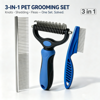 Ensemble de toilettage pour animaux 3 en 1 en acier inoxydable : râteau démêlant, peigne anti-puces, peigne démêlant pour chats et chiens à poils longs Fabricant 9