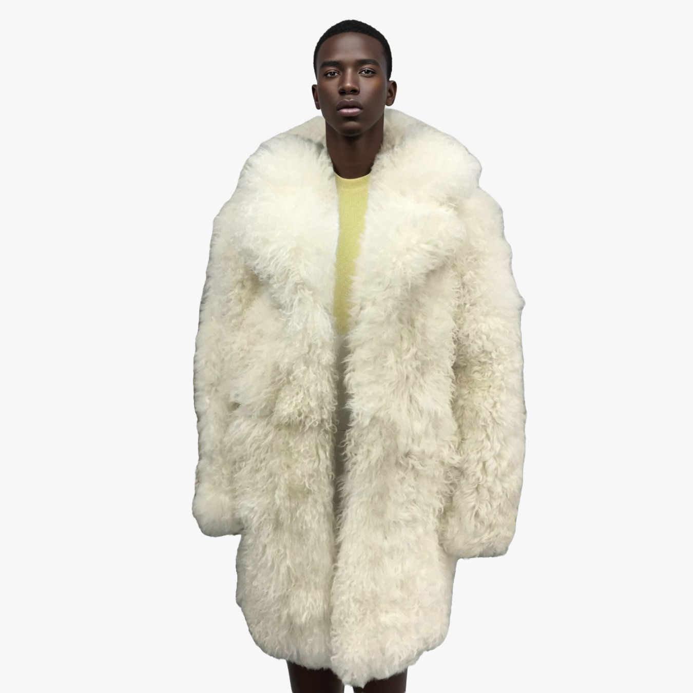 完売 MANOF CURLY FUR COCCON COAT Curly Faux Fur Coat Brown | NA-KD