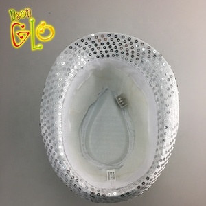 Sombrero de vaquero LED Lentejuelas Sombrero Fedora iluminado Disfraz de Año Nuevo Sombrero de vaquero de lentejuelas de neón para fiesta de neón Poliéster Liso 3 piezas AG13 - Product Image 6