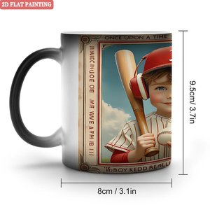 Mug en céramique à couche extérieure noire givrée, lisse, 11 oz, activée par la chaleur, pour usage quotidien - Product Image 1