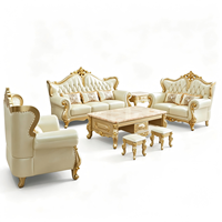 Canapé en cuir véritable et PU de style européen en forme de U, avec cadre en bois massif sculpté, ensemble de meubles mobiles pour espaces compacts, salon