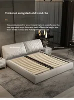 Lit de luxe en cuir pleine fleur, lit double italien minimaliste à tête de lit haut avec cadre en bois massif pour projets hôteliers et villas haut de gamme