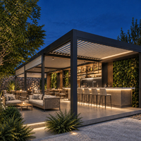 Pergola à lames orientables en aluminium résistante au vent fort, système de pergola extérieur imperméable avec protection contre la pluie