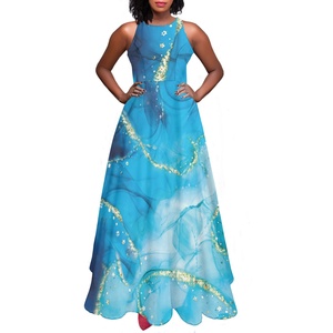 Abiti lunghi femminili di Design marmorizzato eleganti donne alla moda vestono <span class=keywords><strong>abbigliamento</strong></span> da donna da spiaggia per le vacanze Streetwear all'<span class=keywords><strong>ingrosso</strong></span> di alta qualità - Product Image 3