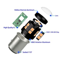 Luz led de freno para coche, luces antiniebla y de conducción, color ámbar, 550lm, 1157, 1156, 7443, 3157, p21w, sin error, alto brillo, piezas de automóviles