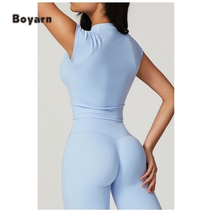 Haut de yoga Boyarn pour femme, écologique, respirant, à manches courtes, réversible, extensible dans les quatre sens, séchage rapide - Product Image 3